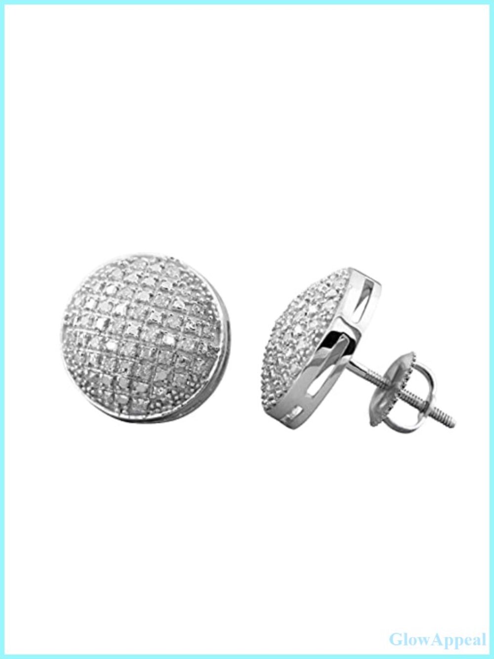 0.33 Ctw Natural Round White Diamond 13mm Concave Circle Micropave Stud